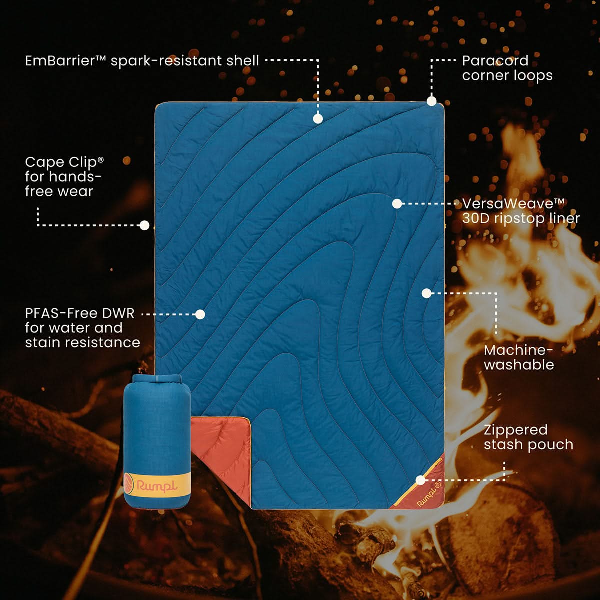 Flame Puffy Blanket - Deep Ember - Image 3