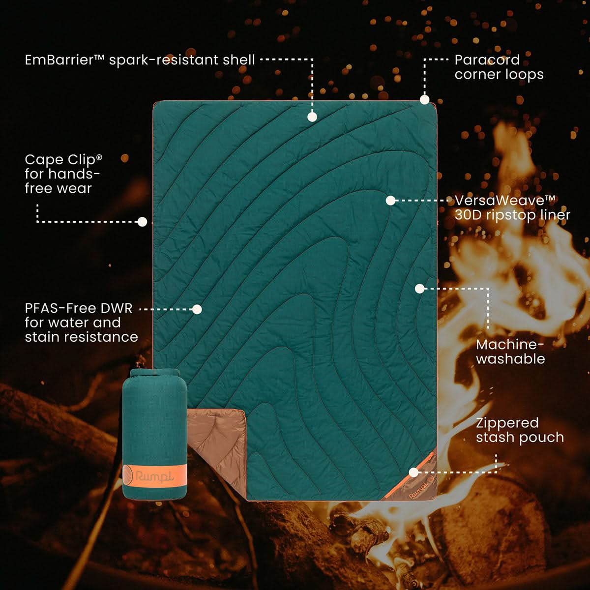 Flame Puffy Blanket - Hot Moss - Image 3