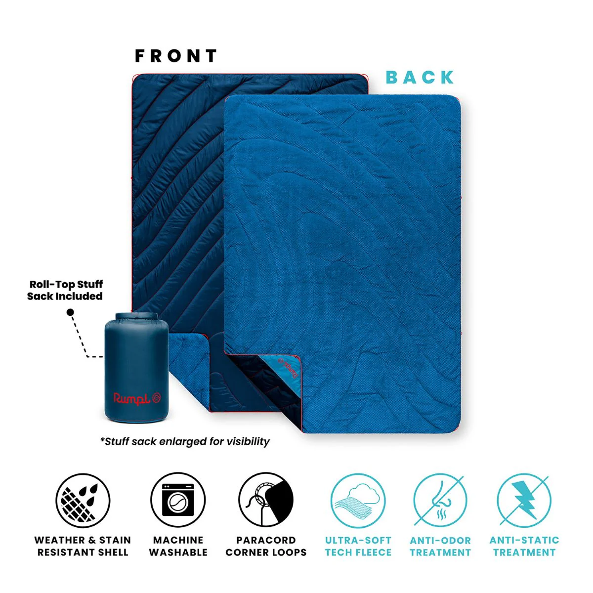 Fleece Puffy 2 Person Blanket - Deepwater - Image 6