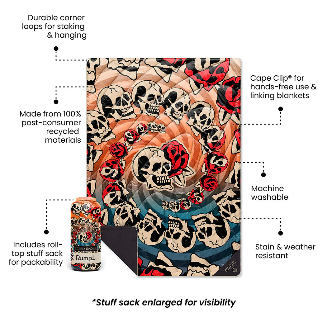 Original Puffy Blanket - Bryce Wong - Skulls & Roses - Image 3
