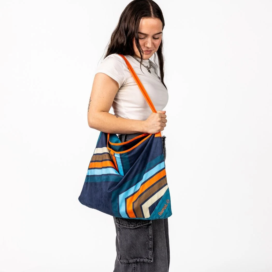 Tech Towel Tote Double - Midnight Retro Stripes - Image 3