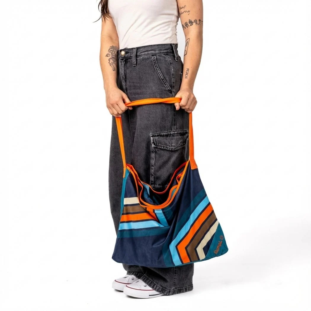 Tech Towel Tote Double - Midnight Retro Stripes - Image 4