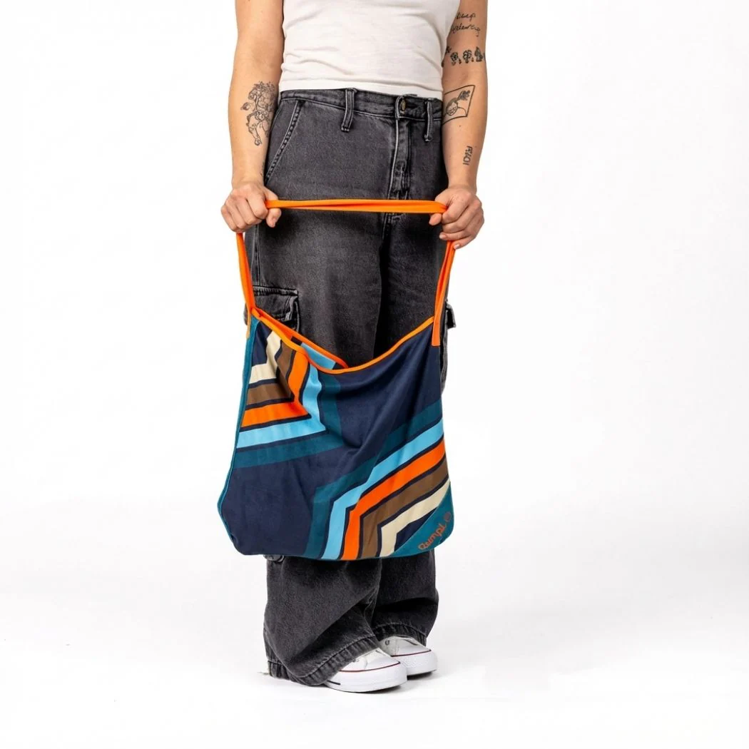 Tech Towel Tote - Midnight Retro Stripes - Image 5